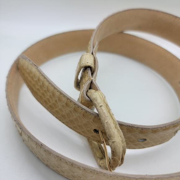 Vintage Honors Genuine Snakeskin Belt 34” Ivory Velvet Back Gold Taiwan R.O.C. - Picture 14 of 14